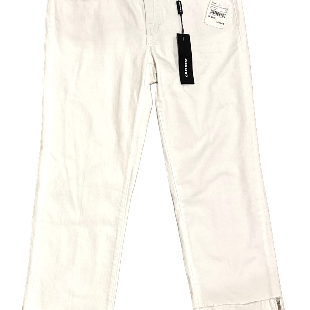 Cambio white jeans with metal trimm detail bottom front